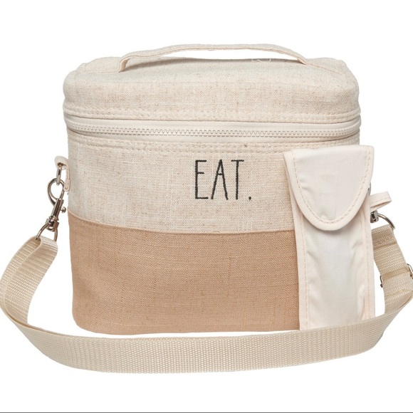 Rae Dunn Handbags - Rae Dunn Beige EAT lunch tote bag